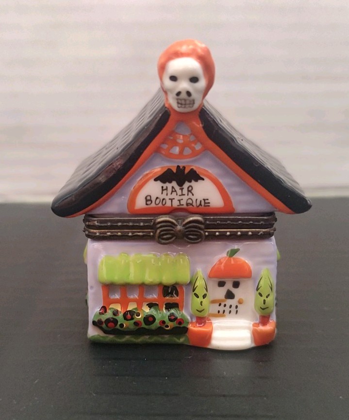 Midwest Cannon Falls HAIR BOOTIQUE  Halloween SALON Porcelain Hinged Trinket Box