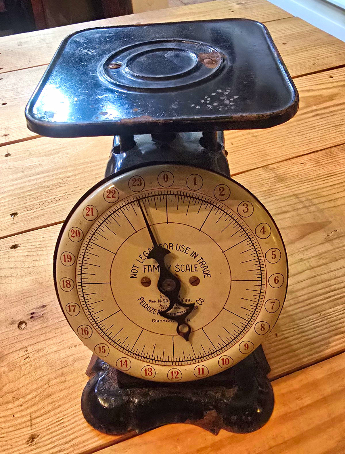 Antique Pelouze Mfg Co Chicago USA Family Platform Dial Scale Black Metal Antique Pelouze Mfg Co Chicago USA Family Platform Dial Scale Black Metal