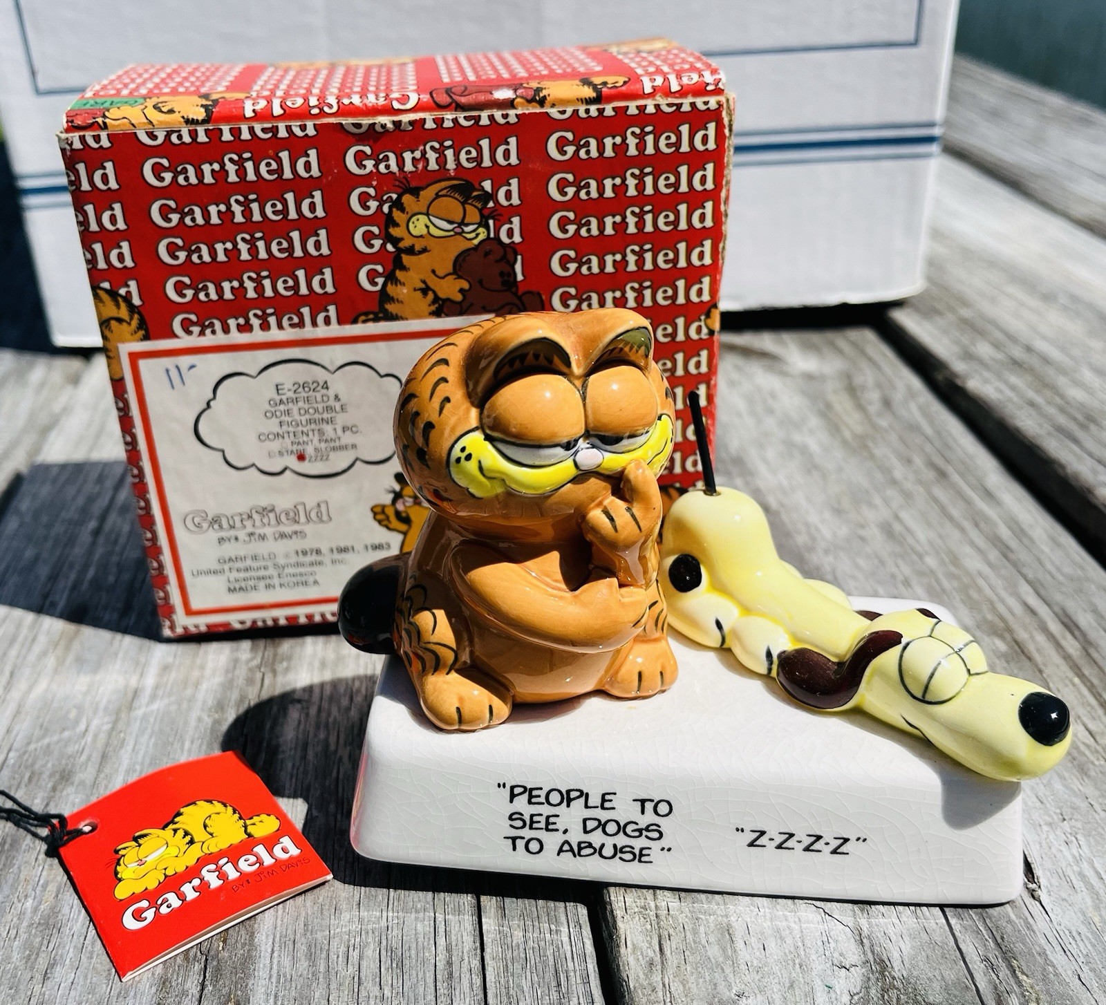 MIB GARFIELD Cat & ODIE Dog Ceramic Figure 70's People to See ZZZZ MIB GARFIELD Cat & ODIE Dog Ceramic Figure 70's People to See ZZZZ