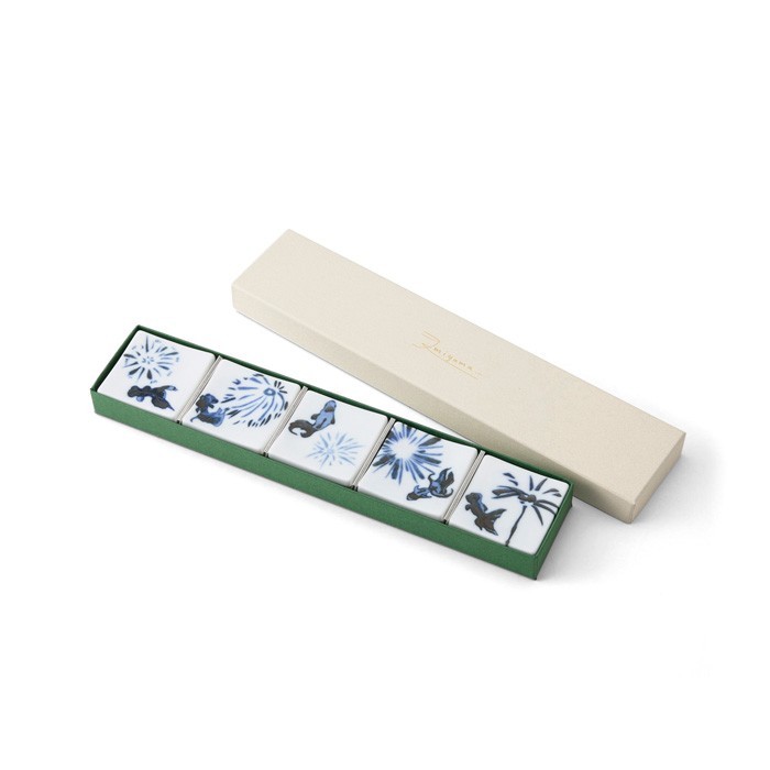 Mino-ware Japanese Chopsticks Rest Cutlery Rest 5pcs set fireworks & goldfish