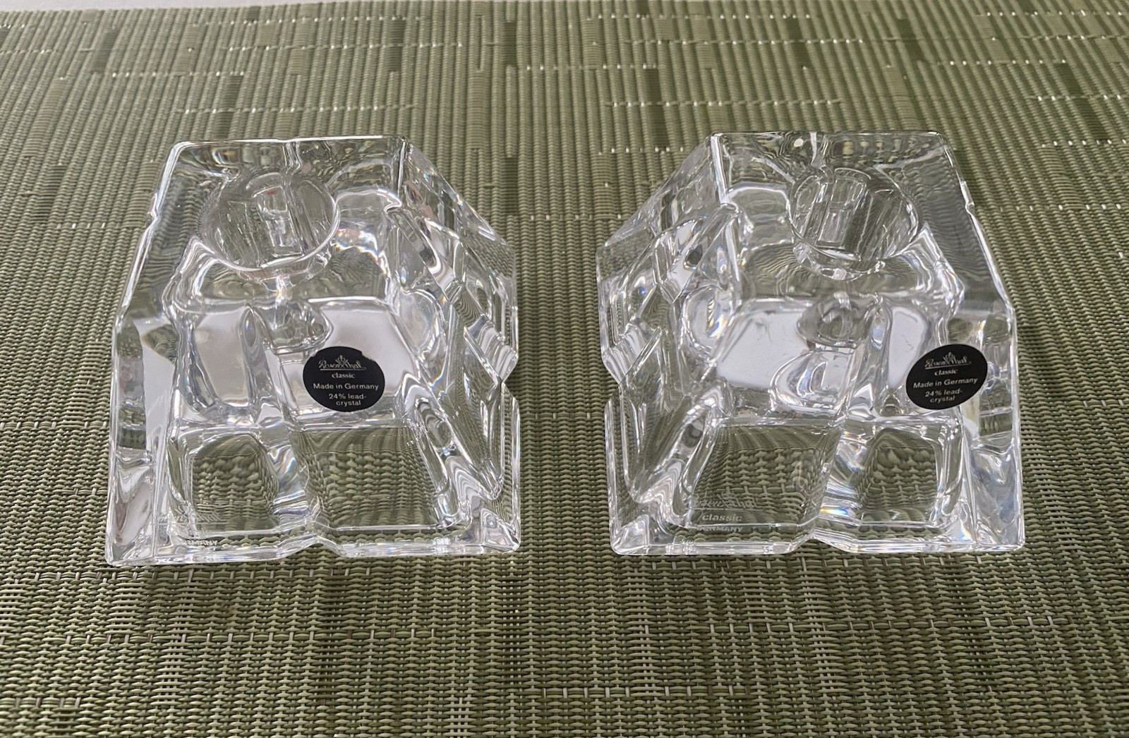 VTG Rosenthal 24% Lead Crystal Made in Germany Square Cube 2 Candlestick Holders