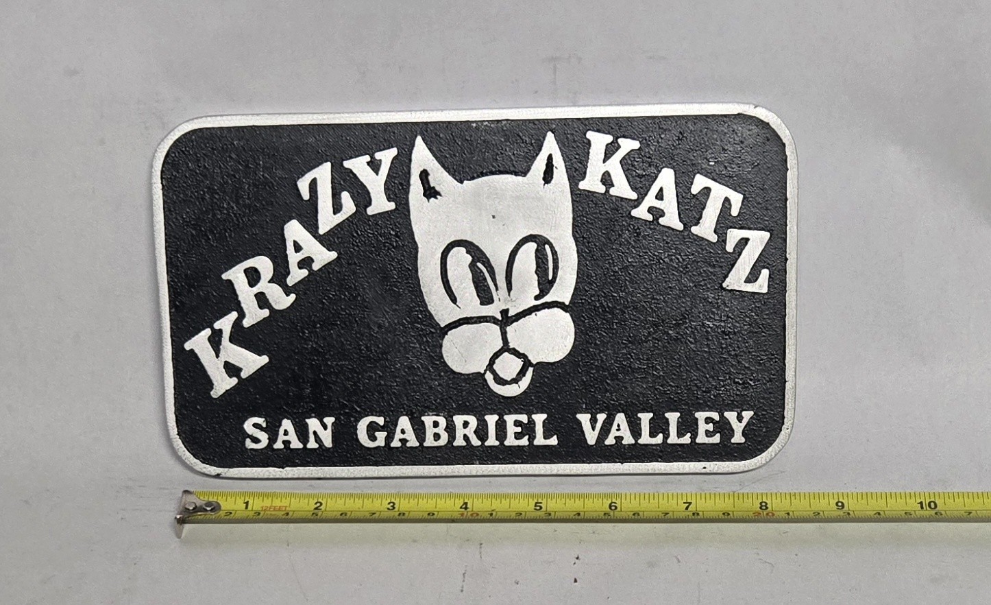 Cast Aluminum Car Club Plaque KRAZY KATZ SAN GABRIEL VALLEY Cast Aluminum Car Club Plaque KRAZY KATZ SAN GABRIEL VALLEY