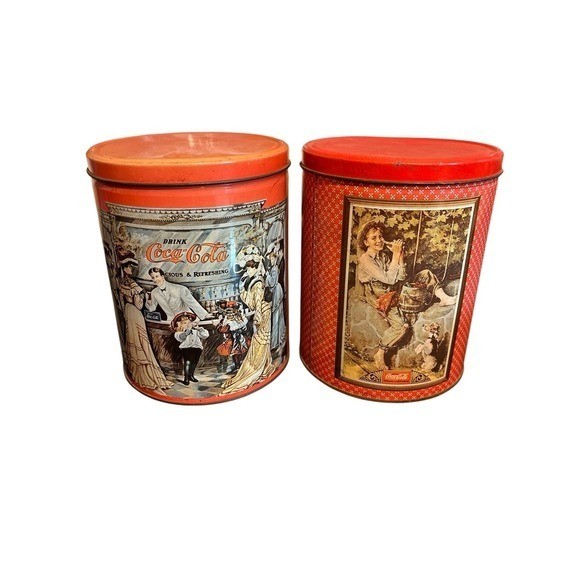 Vintage Coca-Cola Metal Tins Set of 2 Americana Decor Vintage Coca-Cola Metal Tins Set of 2 Americana Decor