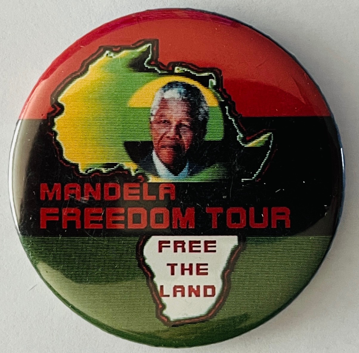 Nelson Mandela 1990 button Anti Apartheid ANC South Africa Freedom Tour cause