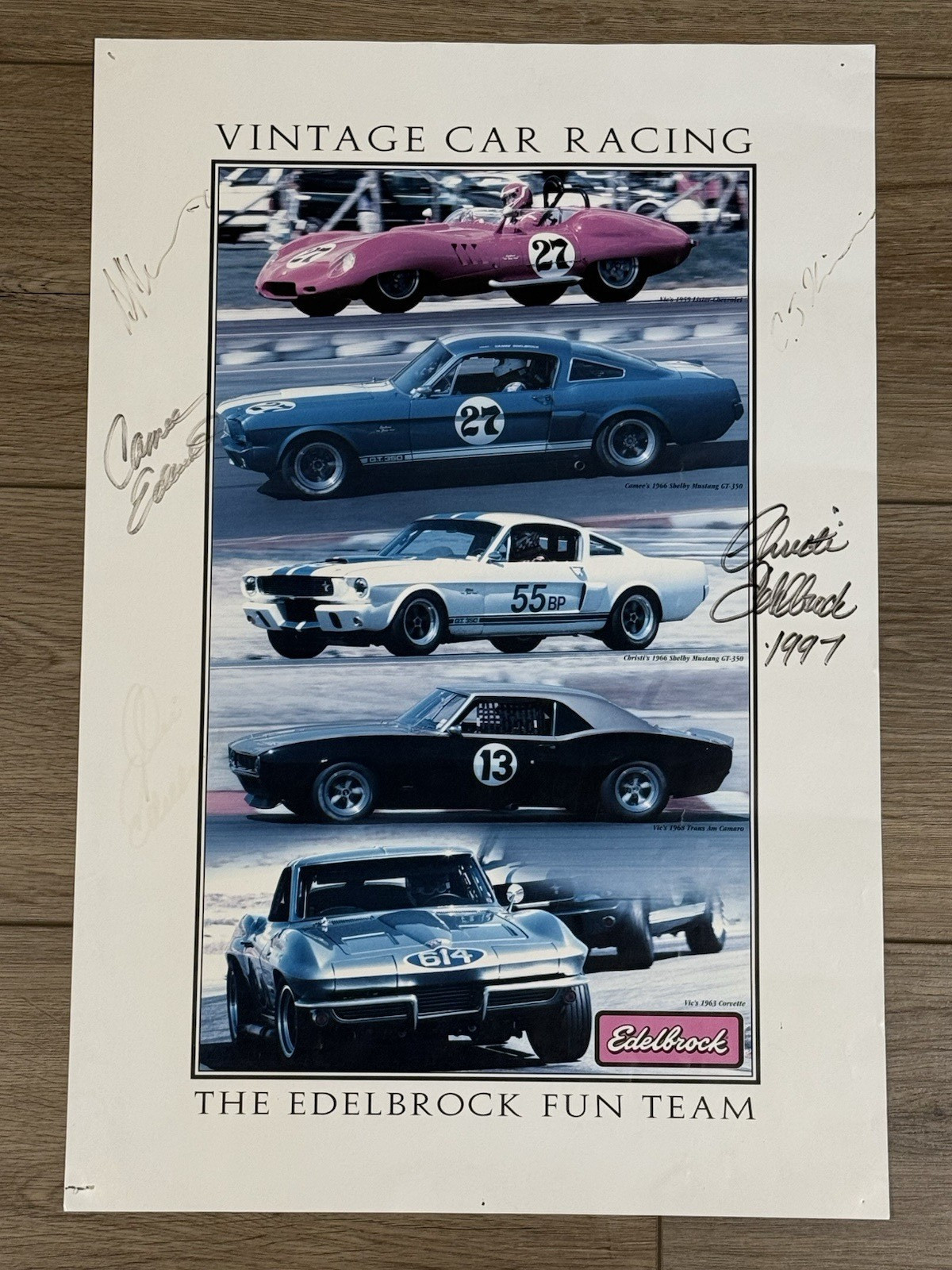 Vintage Car Racing The Edelbrock Fun Team Multi Signed Poster 19 Vintage Car Racing The Edelbrock Fun Team Multi Signed Poster 19