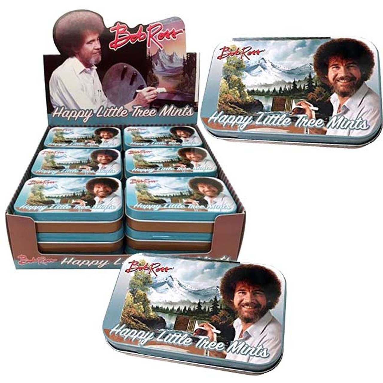 Bob Ross Happy Little Tree Mints Collectible Tin by Boston America US SHIPPER Bob Ross Happy Little Tree Mints Collectible Tin by Boston America US SHIPPER