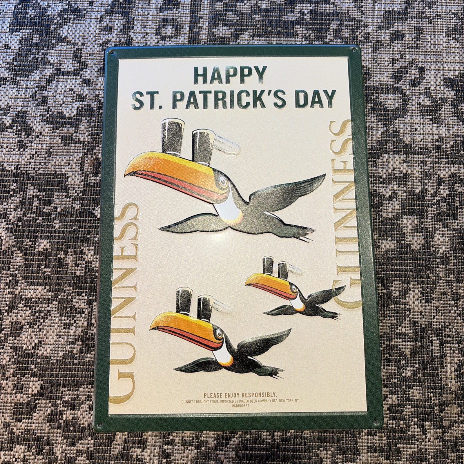Vintage Guinness Toucan Embossed Tin Sign - Happy St Patrick’s Day - 19” x 14” Vintage Guinness Toucan Embossed Tin Sign - Happy St Patrick’s Day - 19” x 14”
