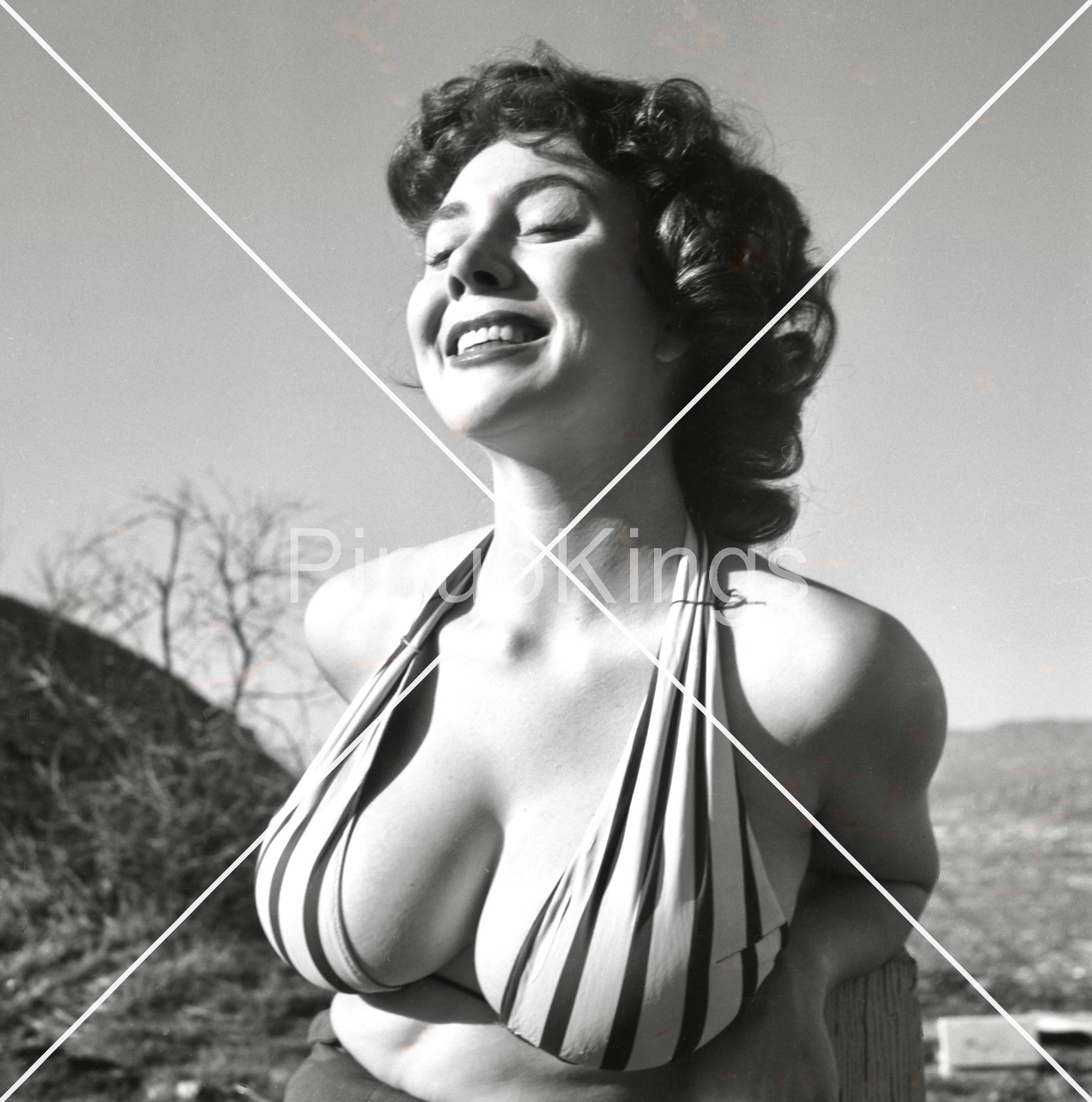 VERY RARE  1957  Vintage  2.25 b/w Negative Tranaparency Busty Art Meg Myles 2