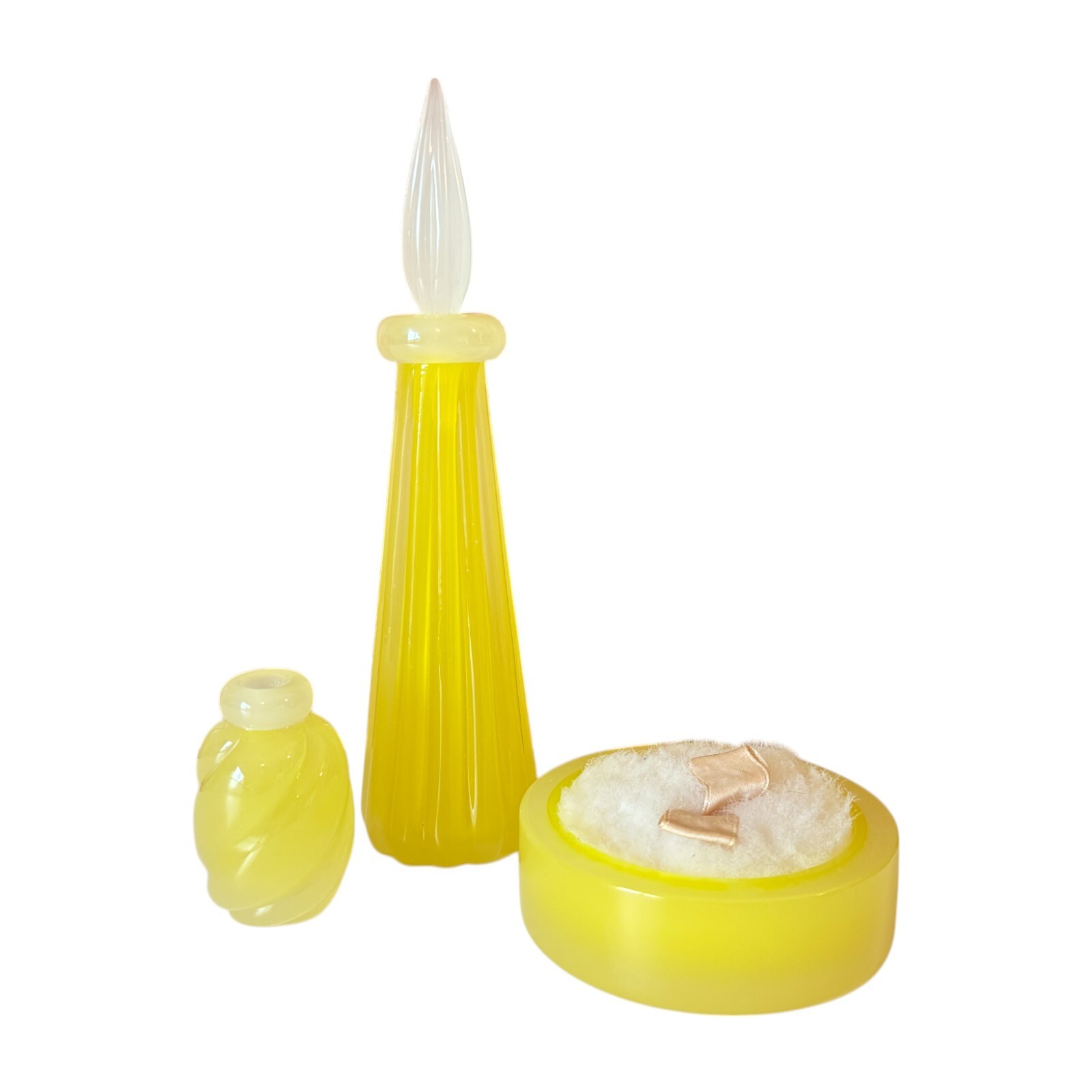 Vintage Murano Three Piece Vanity Set by Seguso - Handblown Yellow Art Glass