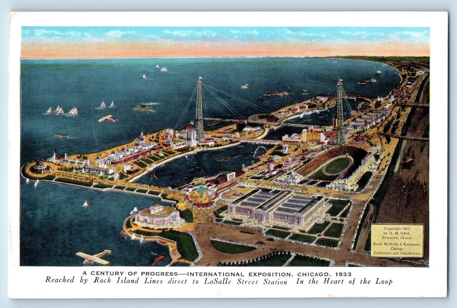 c1933 Reached Railroad Century Of Progress Int\'l Expo. Chicago Illinois Postcard c1933 Reached Railroad Century Of Progress Int\'l Expo. Chicago Illinois Postcard
