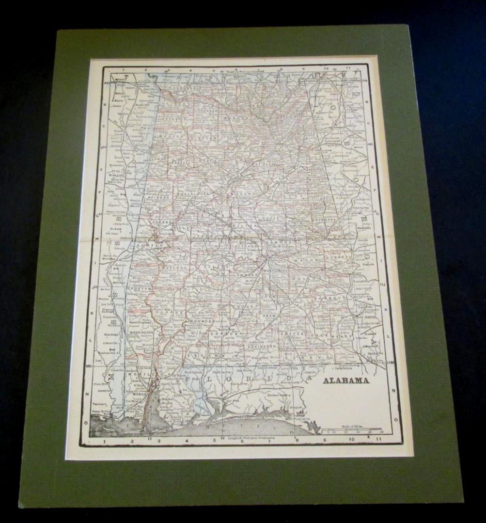 VTG Alabama Map Color Rand McNally Map 9 VTG Alabama Map Color Rand McNally Map 9