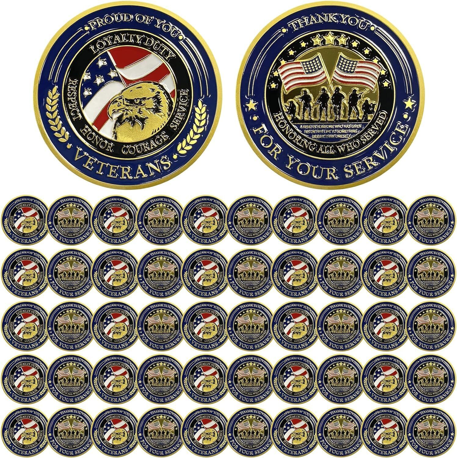 50Pack Military Challenge Coins Veterans Coin Thank You for Your Service Gifts