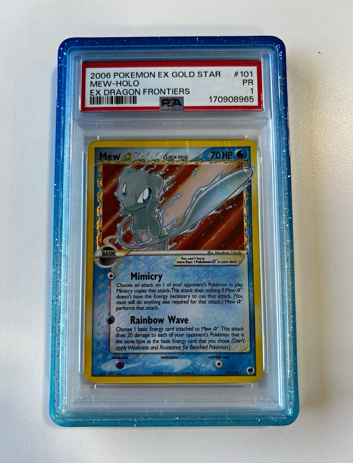 Pokémon 2006 EX Dragon Frontiers GOLD STAR MEW Holo #101/101 PSA 1 Pokémon 2006 EX Dragon Frontiers GOLD STAR MEW Holo #101/101 PSA 1