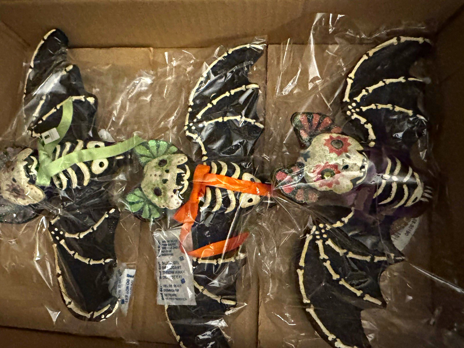 Katherine's Collection Halloween Skeleton Bat Ornaments Set of 3