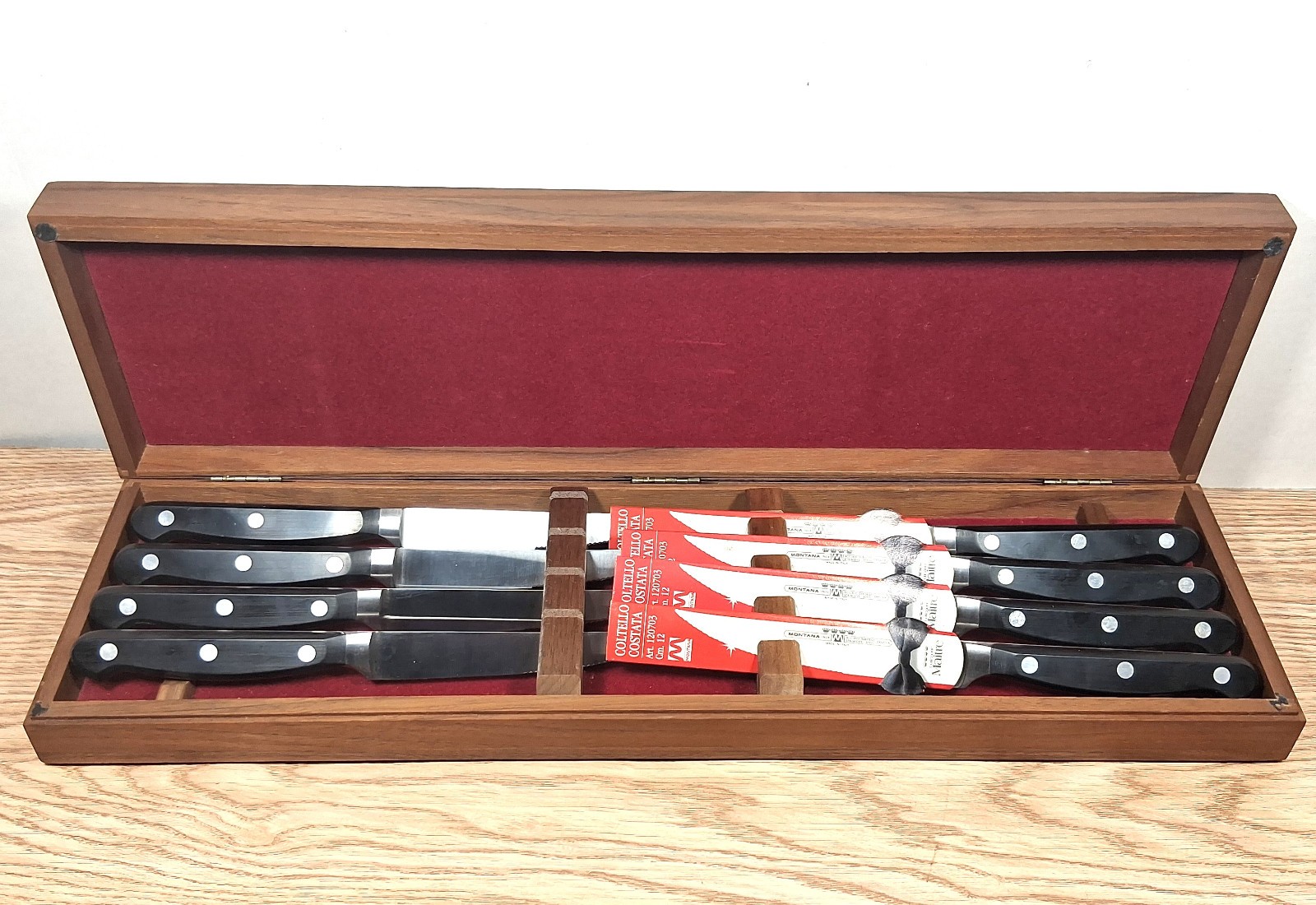 Vintage Schwans Ice Cream Employee Award Steak Knife Set Montana Italy Walnut Vintage Schwans Ice Cream Employee Award Steak Knife Set Montana Italy Walnut