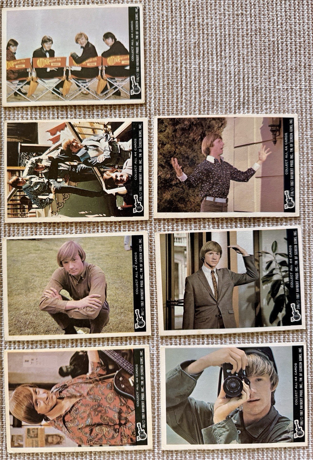 1967 The Monkees Trading Cards Lot 7 Raybert Series A Davy Jones Peter Tork
