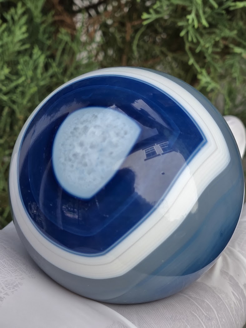 Blue Banded Agate (2.6in 388gm) Crystal Sphere Large Brazil Dyed Decorative Gift