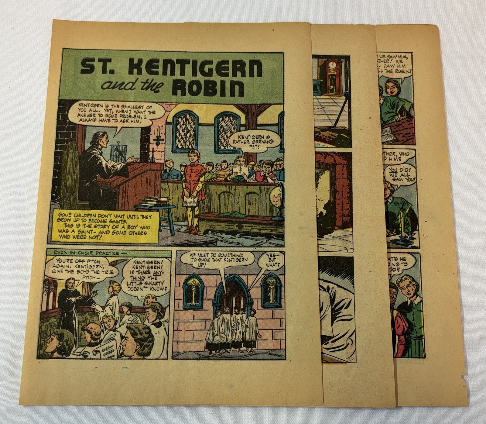 1949 six page cartoon story ~ SAINT KENTIGERN AND THE ROBIN Saint Mungo