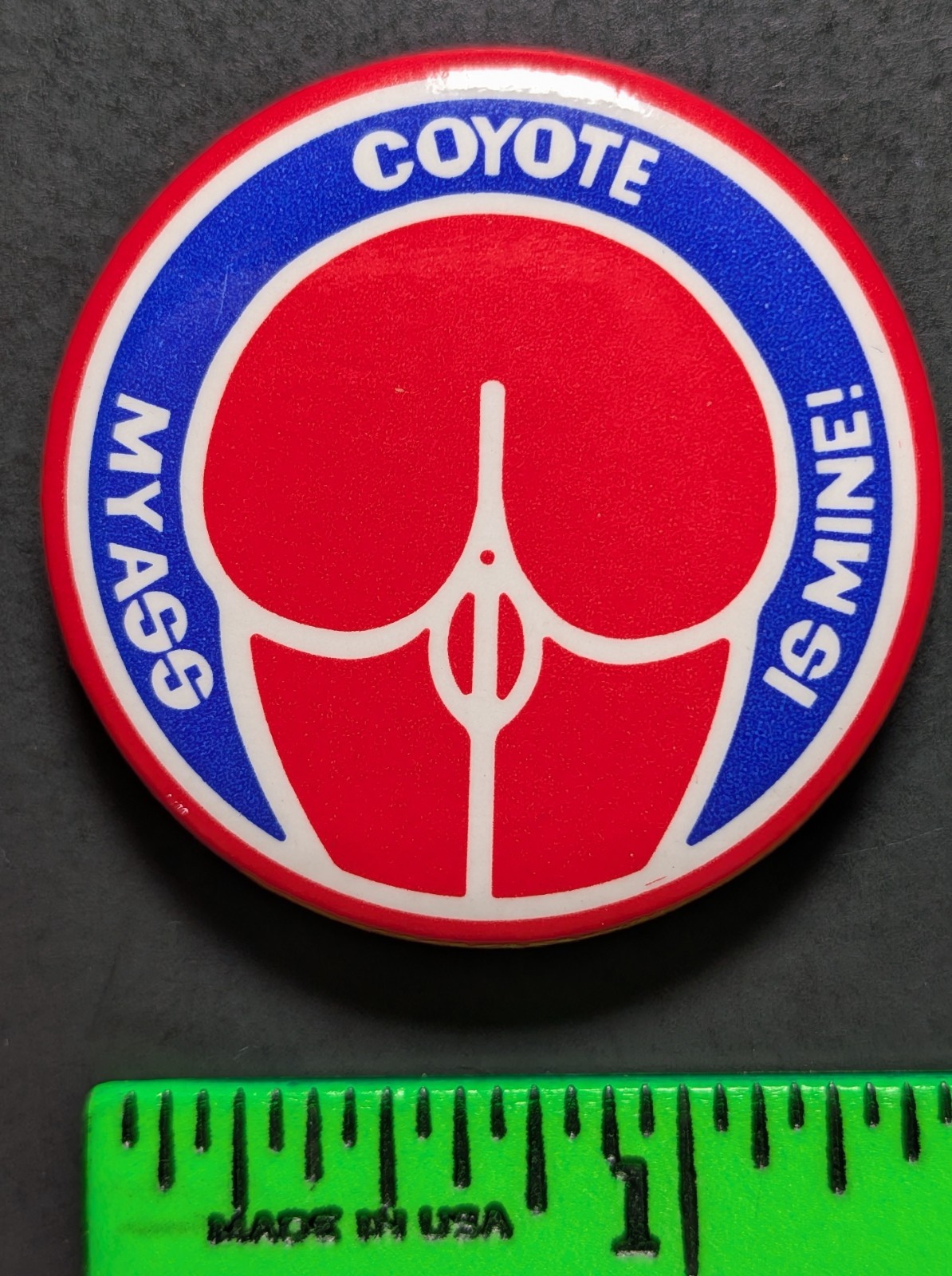 Vintage 1976 Prostitute Rights My Butt is Mine Pinback Pin