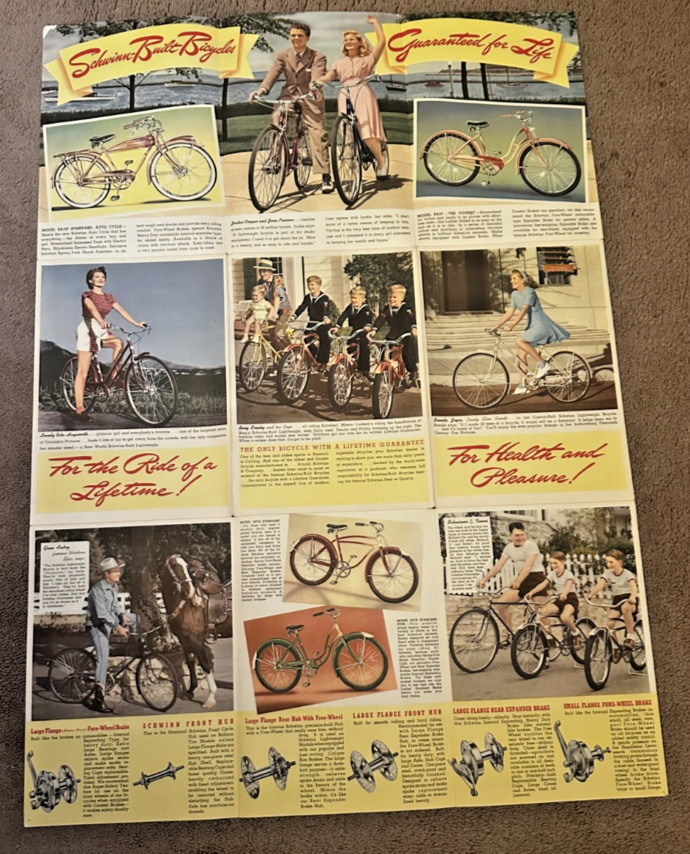 Vtg Schwinn 1940s Bicycle Catalog Brochure Celebrity Edition Pre War Auto-Cycle
