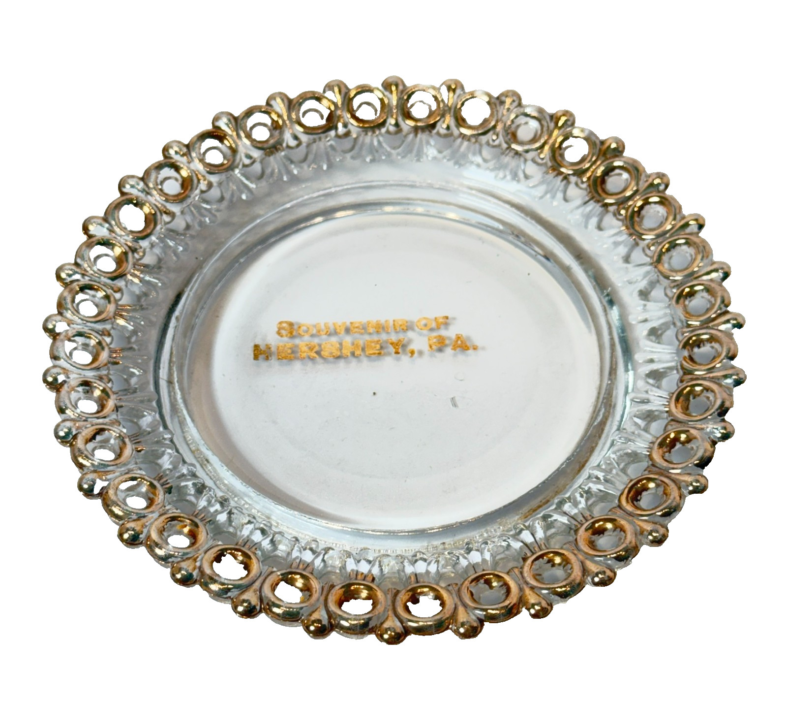 HERSHEY PA Pennsylvania Antique DEPRESSION  Glass Souvenir TRINKET DISH