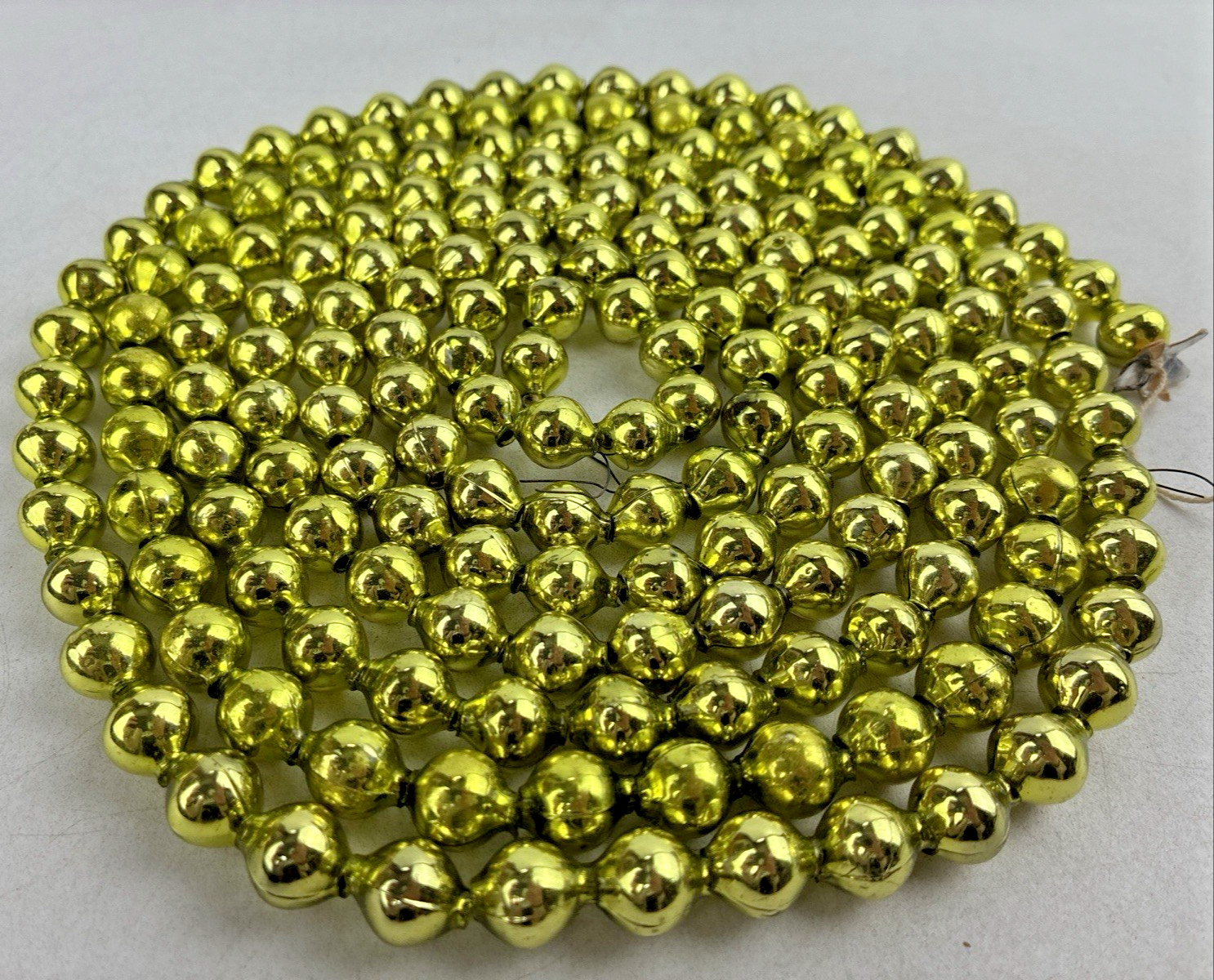 7 1/2 ft Vintage LIME GREEN Mercury Glass Beaded Christmas Garland Strand, 1/2\ 7 1/2 ft Vintage LIME GREEN Mercury Glass Beaded Christmas Garland Strand, 1/2\