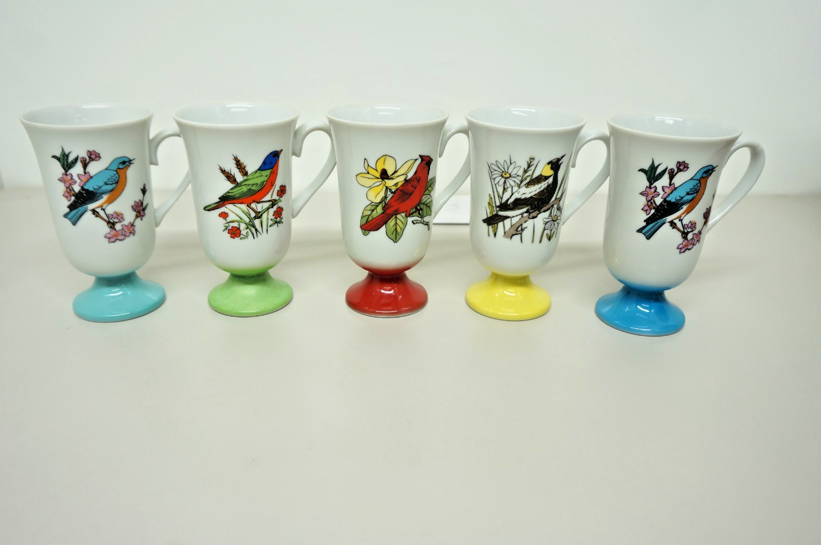 Vtg Fred Roberts Song Bird Pedestal Cups Mugs MCM Japan Set of 5 1960s Vtg Fred Roberts Song Bird Pedestal Cups Mugs MCM Japan Set of 5 1960s