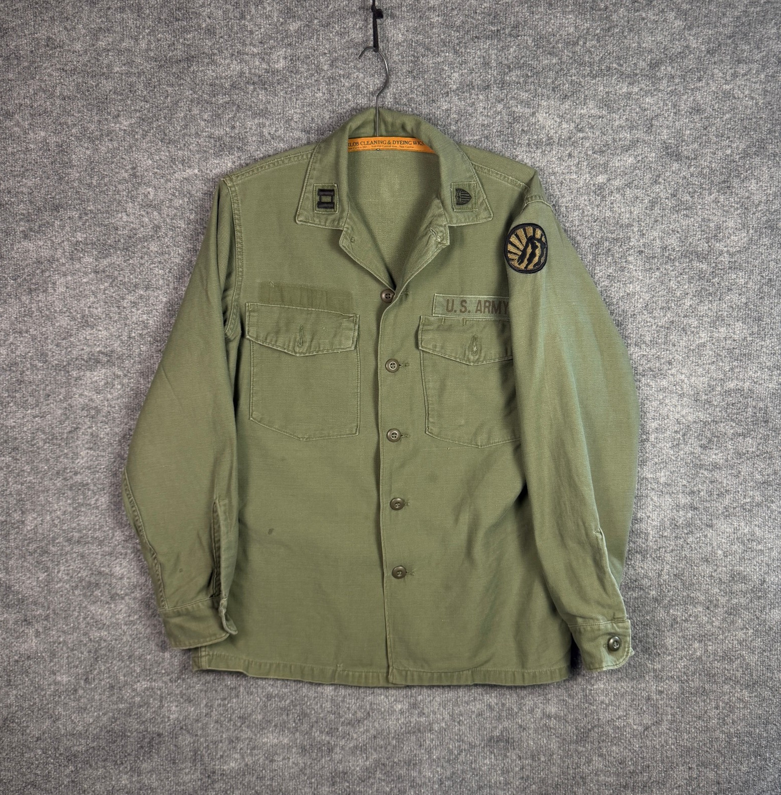 VTG 70s OG107 Shirt Mens M Vietnam US Army Infantry Captain Officer Fatigue VTG 70s OG107 Shirt Mens M Vietnam US Army Infantry Captain Officer Fatigue