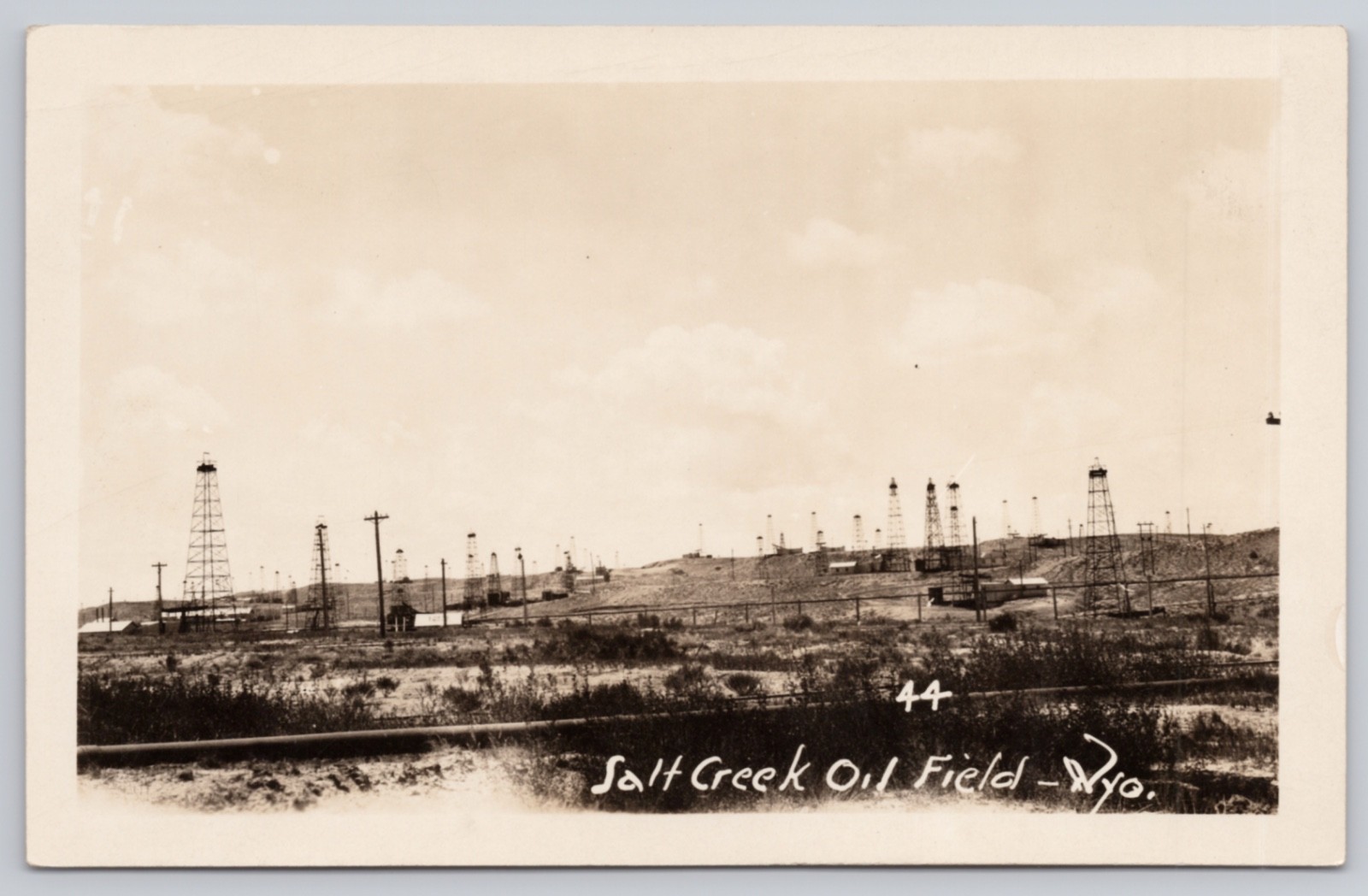 Salt Creek Oil Field Wyoming Derricks RPPC No 44 c1926-1940s Salt Creek Oil Field Wyoming Derricks RPPC No 44 c1926-1940s