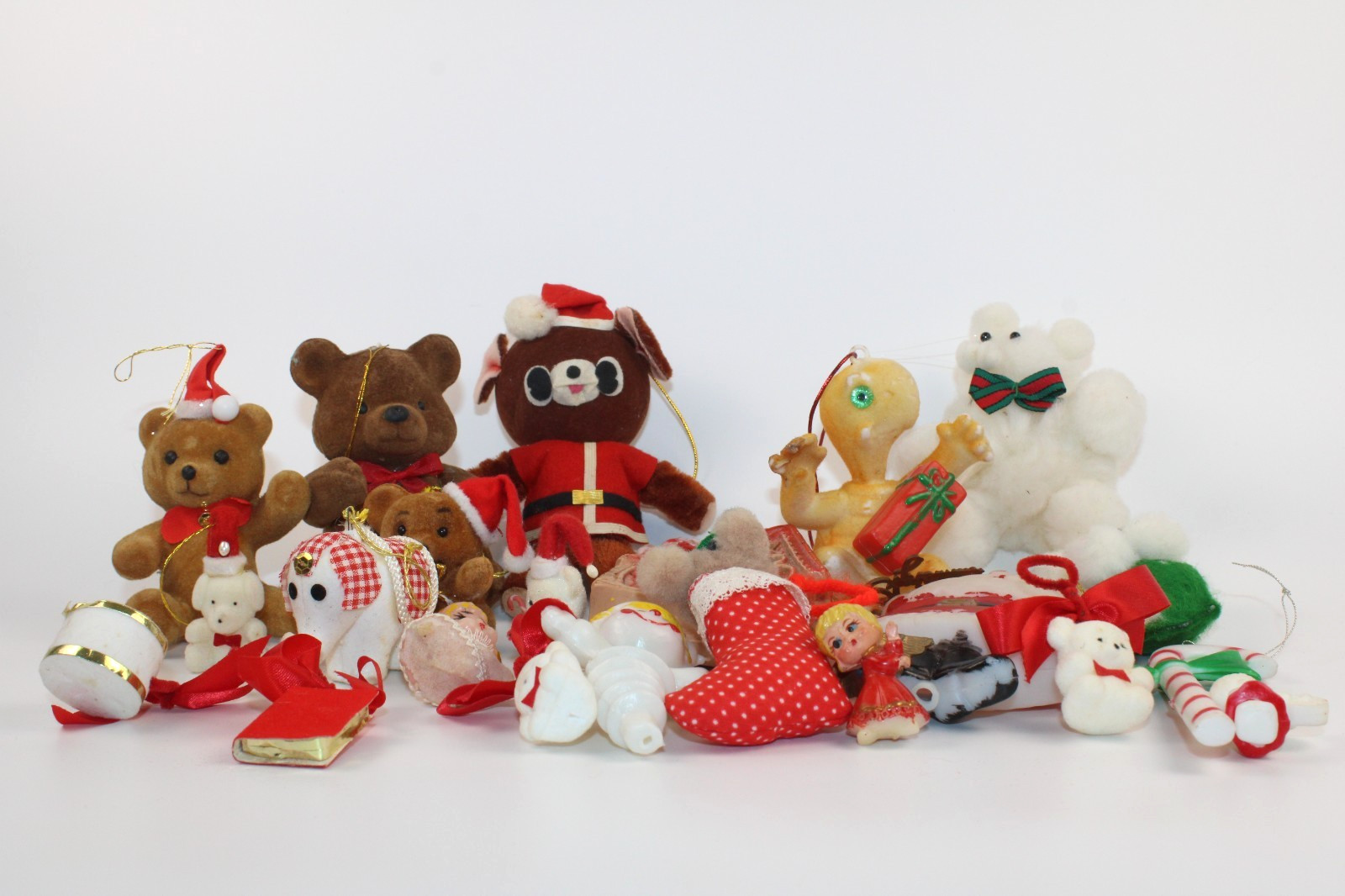 Vintage Christmas Ornament Lot Felt *Flocked*Plastic*PomPom* Figures. Vintage Christmas Ornament Lot Felt *Flocked*Plastic*PomPom* Figures.