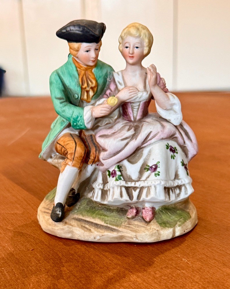 Antique KPM Germany Bisque Porcelain Figurine Courting Couple Victorian Crown Ma