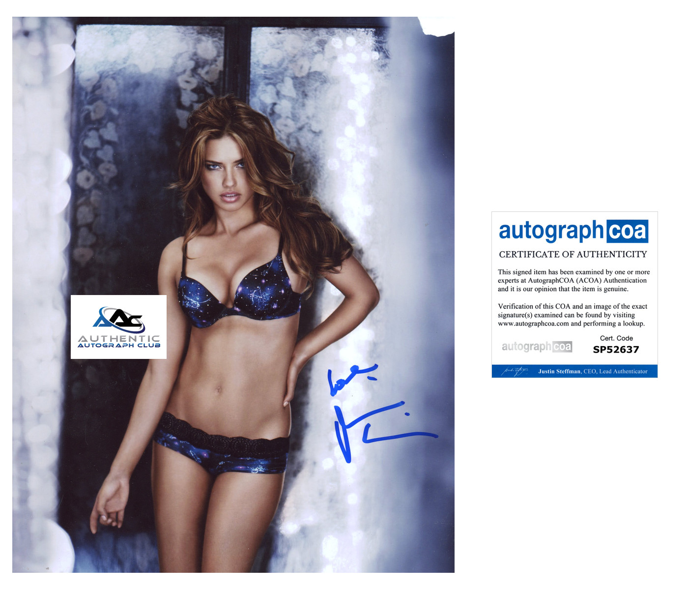 SUPERMODEL ADRIANA LIMA AUTOGRAPH SIGNED 8x10 PHOTO VICTORIA\'S SECRET ACOA