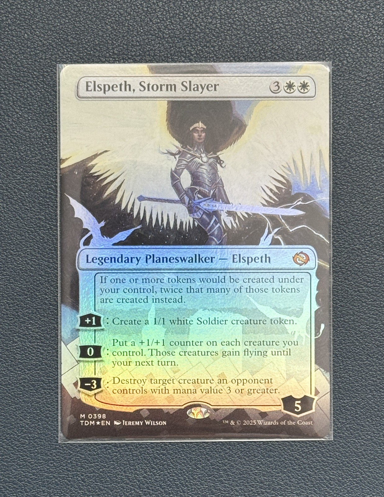 MTG Elspeth, Storm Slayer - Borderless Foil - Tarkir: Dragonstorm - TDM - NM+ MTG Elspeth, Storm Slayer - Borderless Foil - Tarkir: Dragonstorm - TDM - NM+