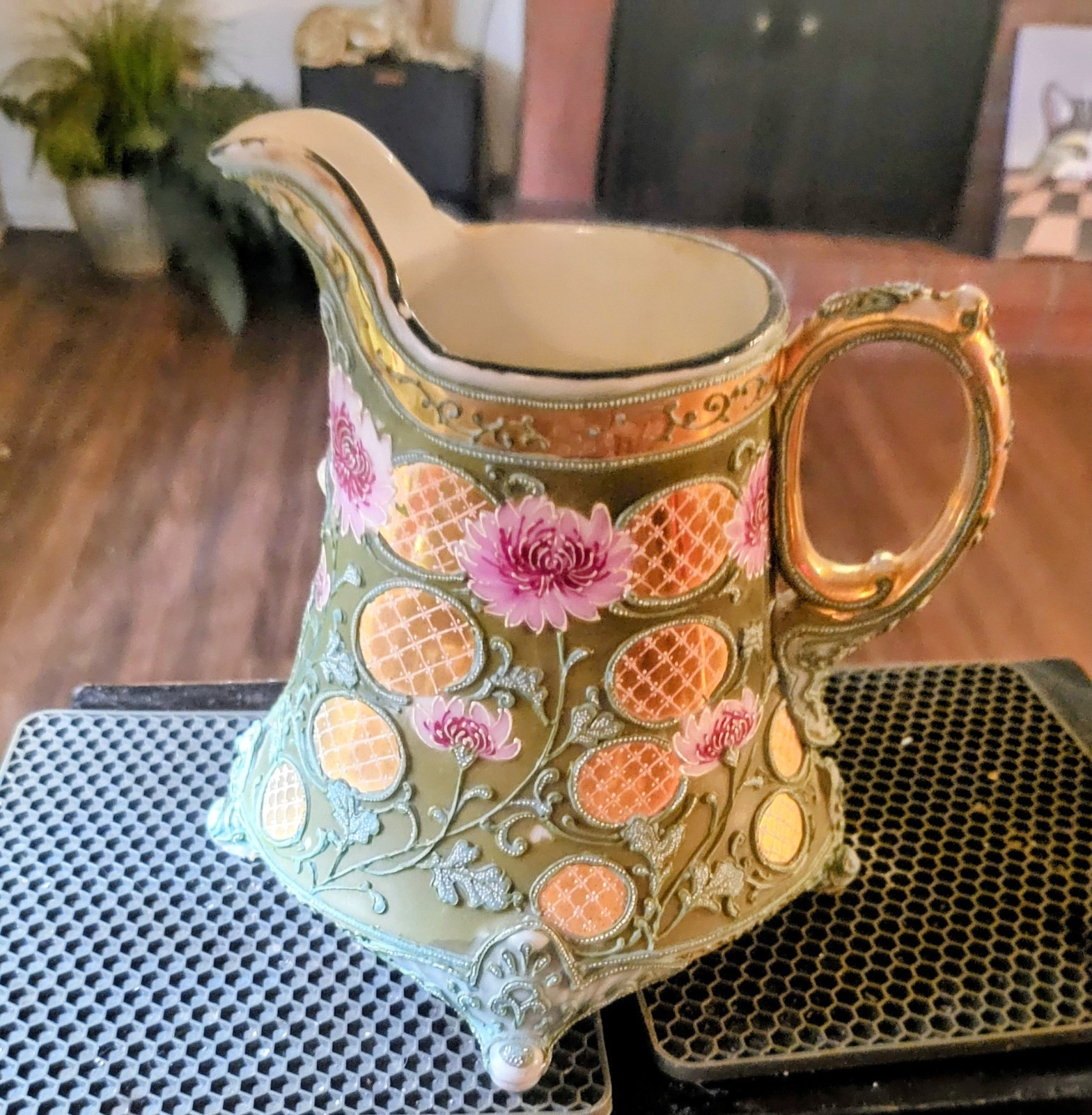 Gorgeous Victorian Antique Hand Painted Collectible Pitcher 14 Gorgeous Victorian Antique Hand Painted Collectible Pitcher 14