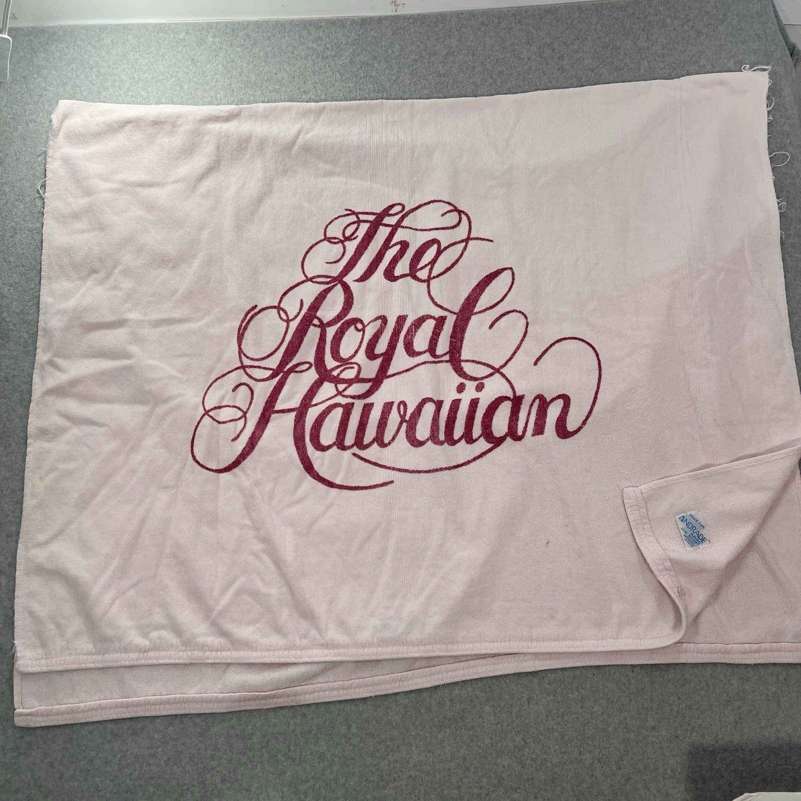 Vintage Royal Hawaiian Vintage Bath Sheet Pool Lounge Towel Pink 43x70