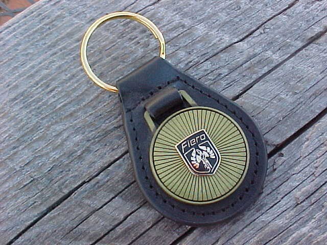 1980s Pontiac Fiero NOS Leather Key Fob Antique Gold Medallion Unique Quality