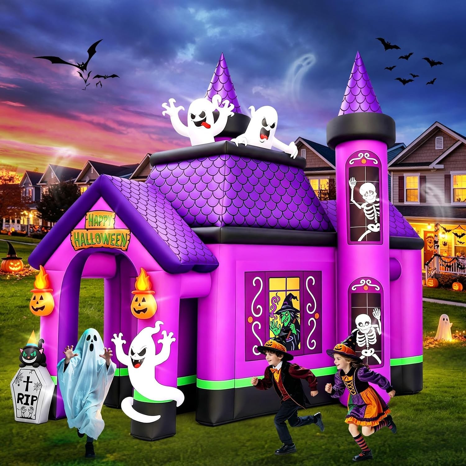 12FT Halloween Inflatable Archway, Kalolary Witch Haunted House Inflatables 12FT Halloween Inflatable Archway, Kalolary Witch Haunted House Inflatables
