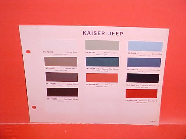 1963 1964 KAISER JEEP CJ-5 6 PICKUP TRUCK UTILITY STATION WAGON PAINT CHIPS 1963 1964 KAISER JEEP CJ-5 6 PICKUP TRUCK UTILITY STATION WAGON PAINT CHIPS