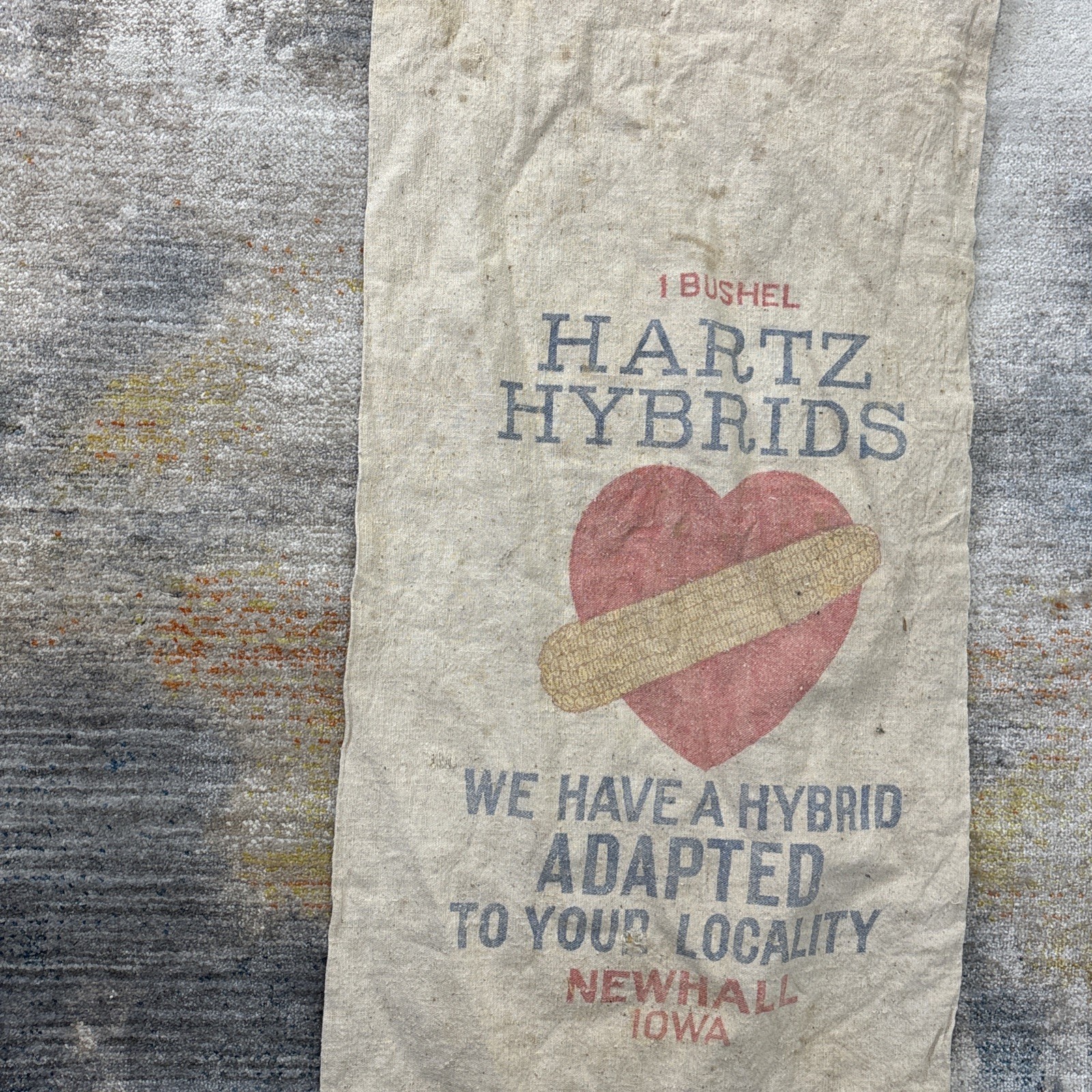 Vintage Hartz Hybrids Seed Sack Bag 31” Farm Feed Advertising Primitive Rustic