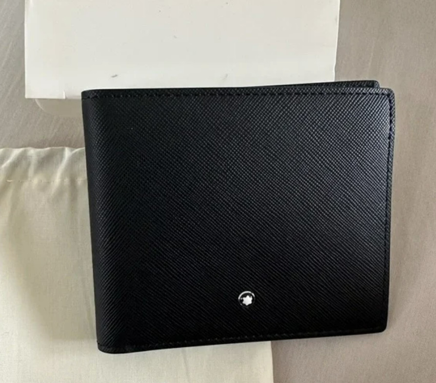 Montblanc Sartorial Black Cowhide Leather Wallet 6CC Men’s Business Bifold New