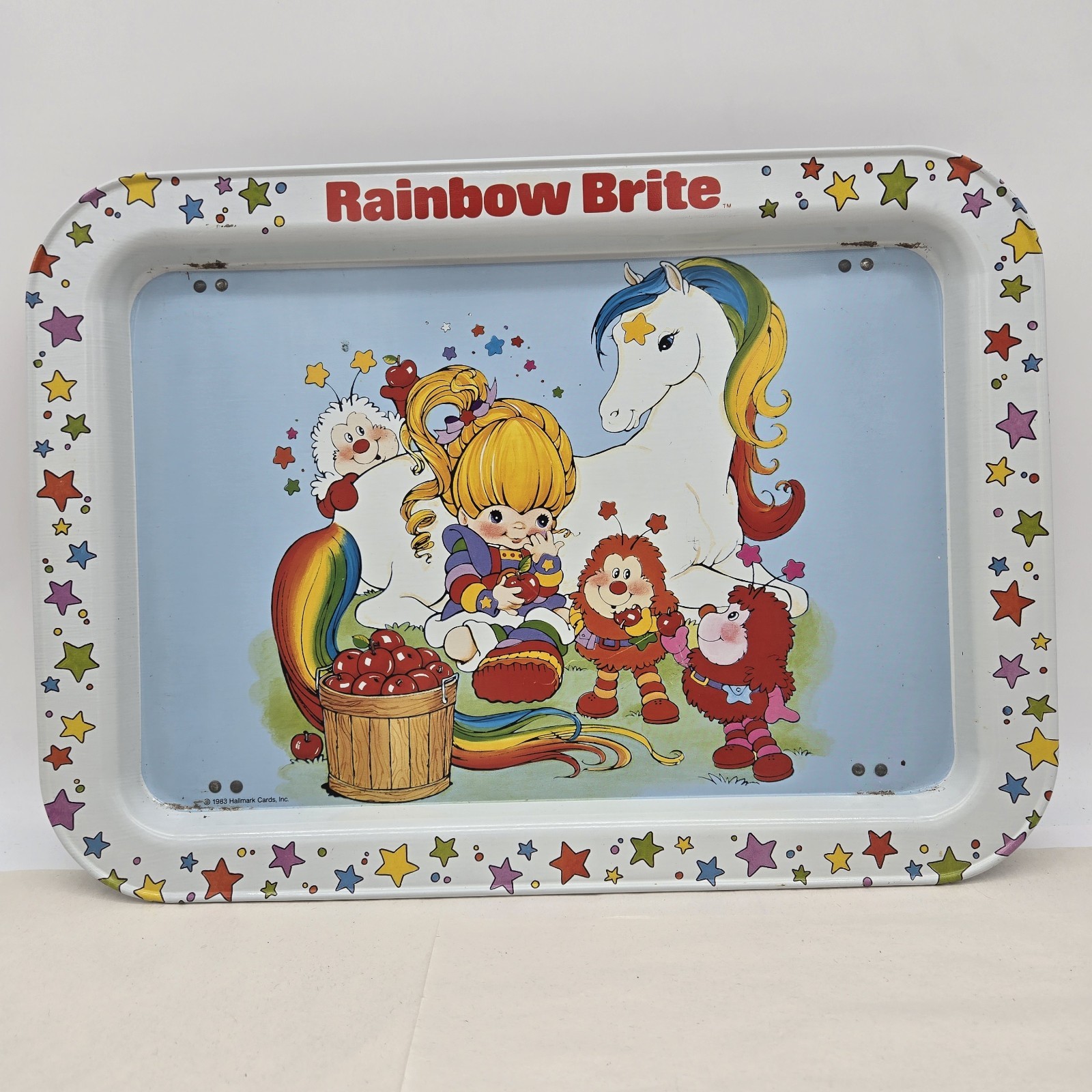 Vtg 1983 Rainbow Brite Metal Folding TV Tray Table Hallmark Starlite Sprite 
