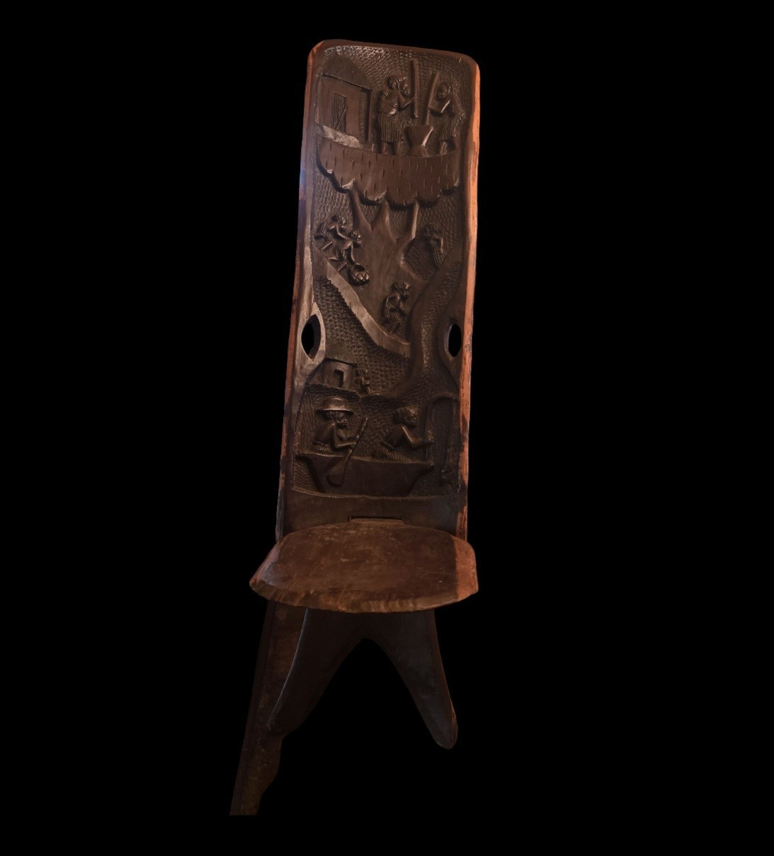 1950s African Chief Chair Hand Carved 45