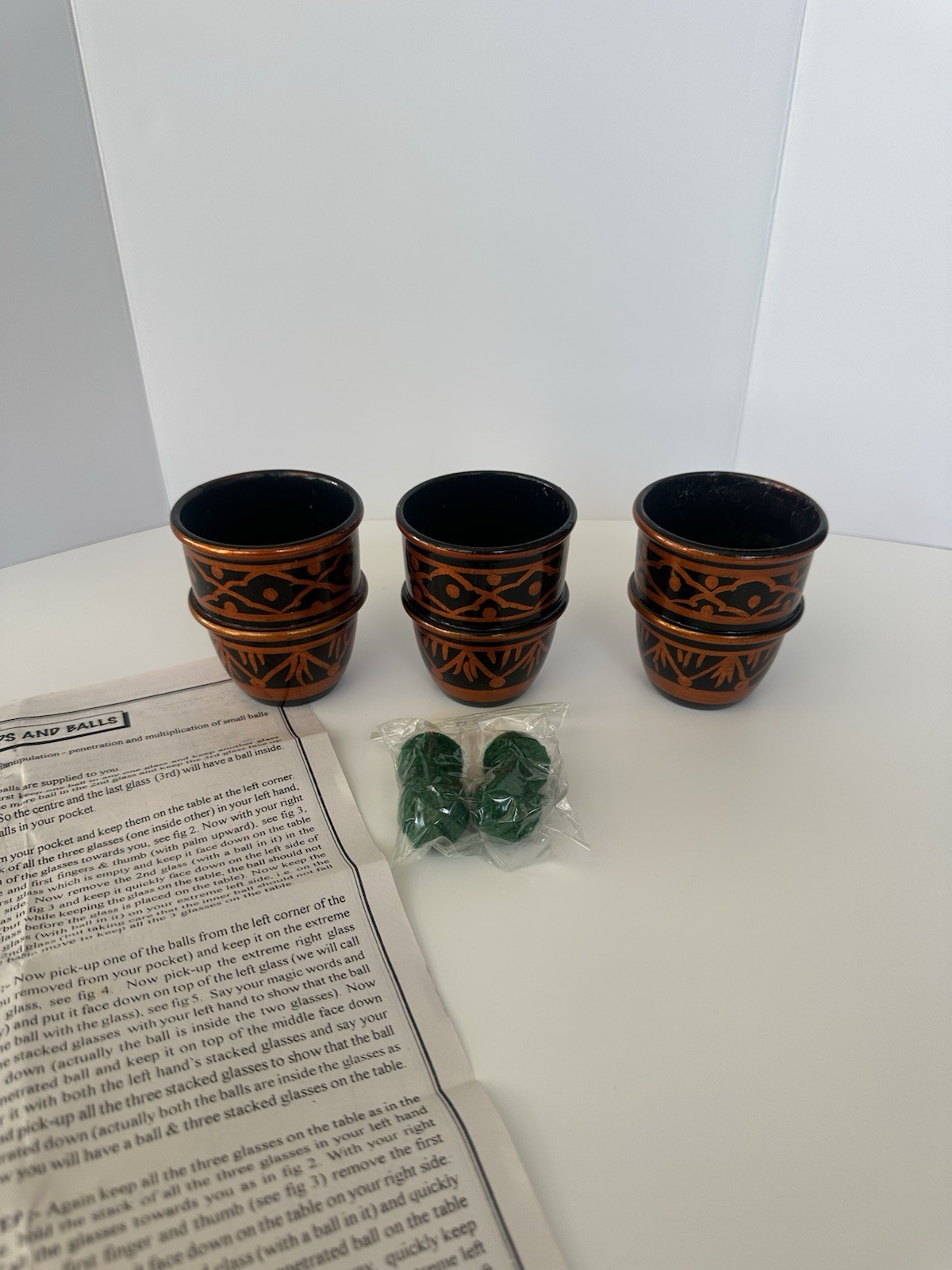 Indian Cups and Balls Magic Trick Made In India Vintage Indian Cups and Balls Magic Trick Made In India Vintage