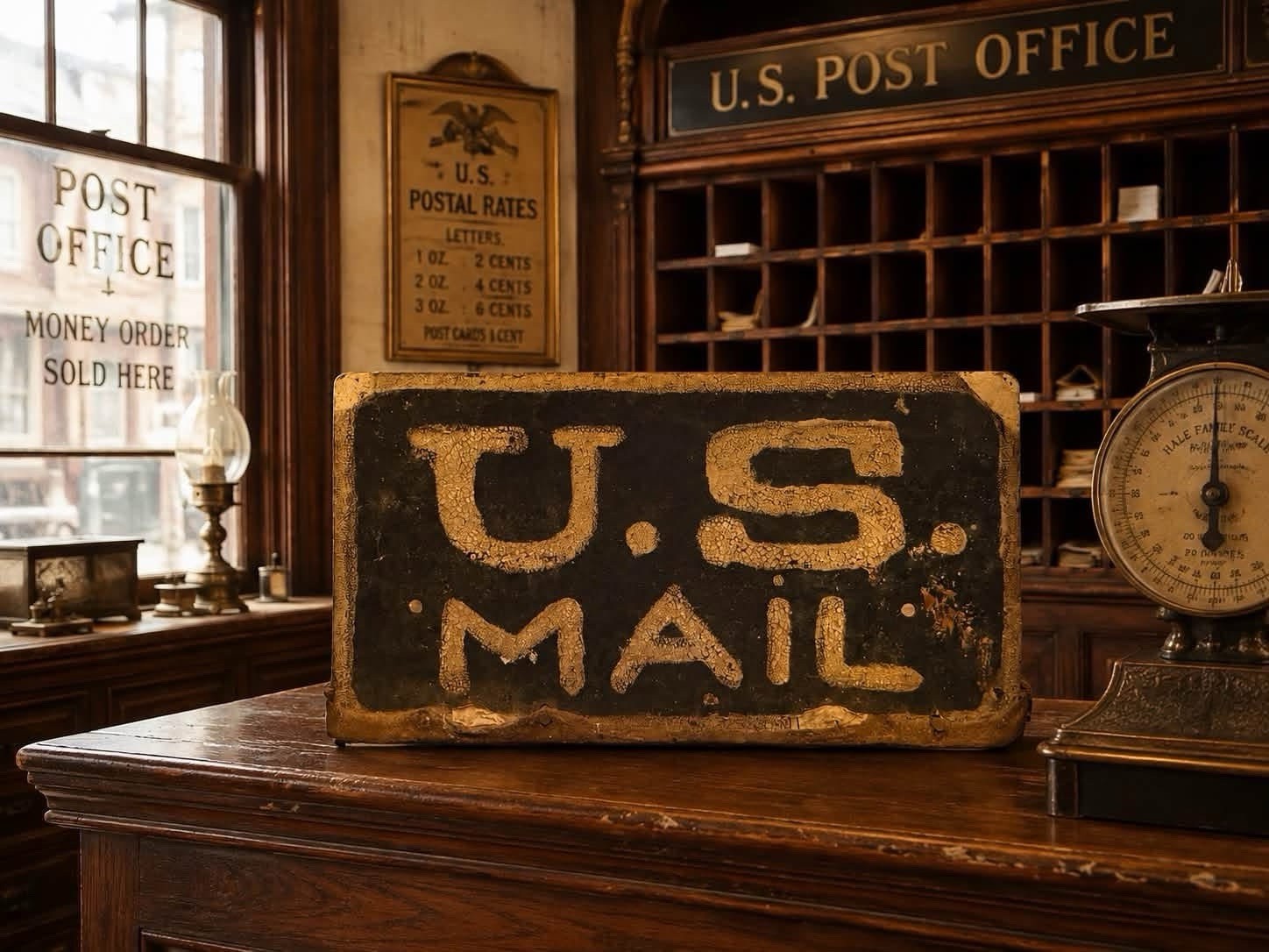 Amazing 1900s US Mail Tin Sign- Smaltz Paint Early Sign Never Seen Another One-