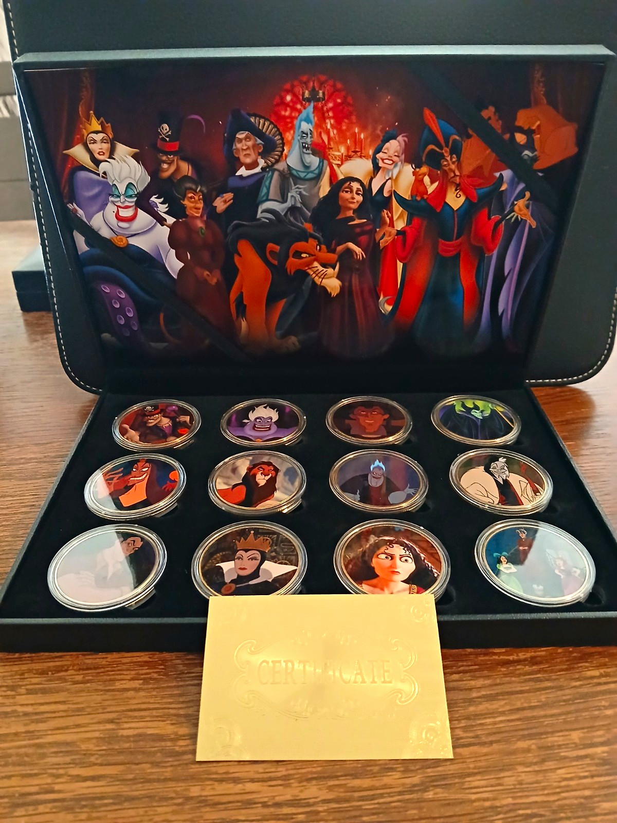 Disney Villains Coin Set ( 14K Gold Plated )( 12 Coins) in Display Case