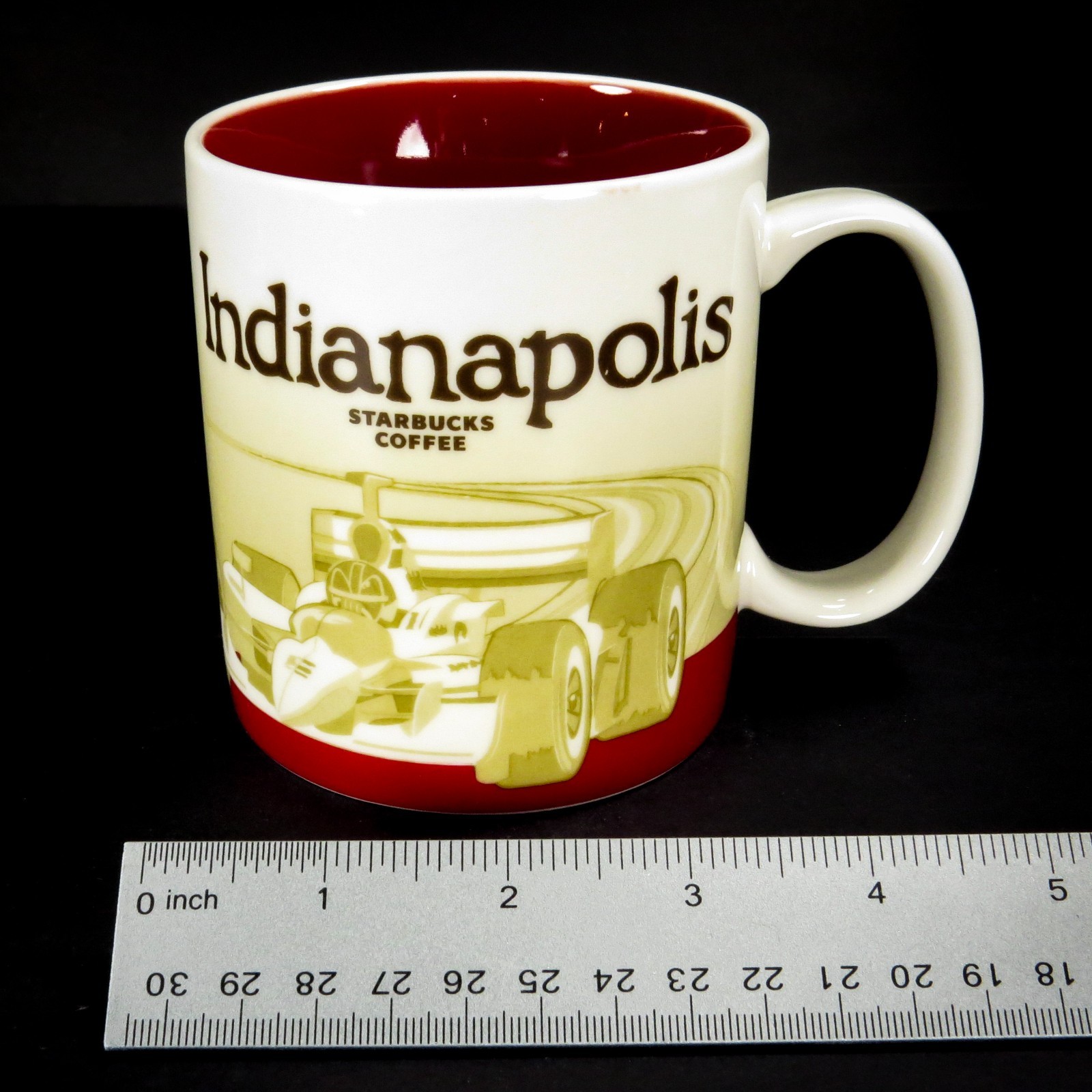 Starbucks Indianapolis Indy Car Coffee Mug 16 fl oz White, Red, Indiana 2012 NEW Starbucks Indianapolis Indy Car Coffee Mug 16 fl oz White, Red, Indiana 2012 NEW