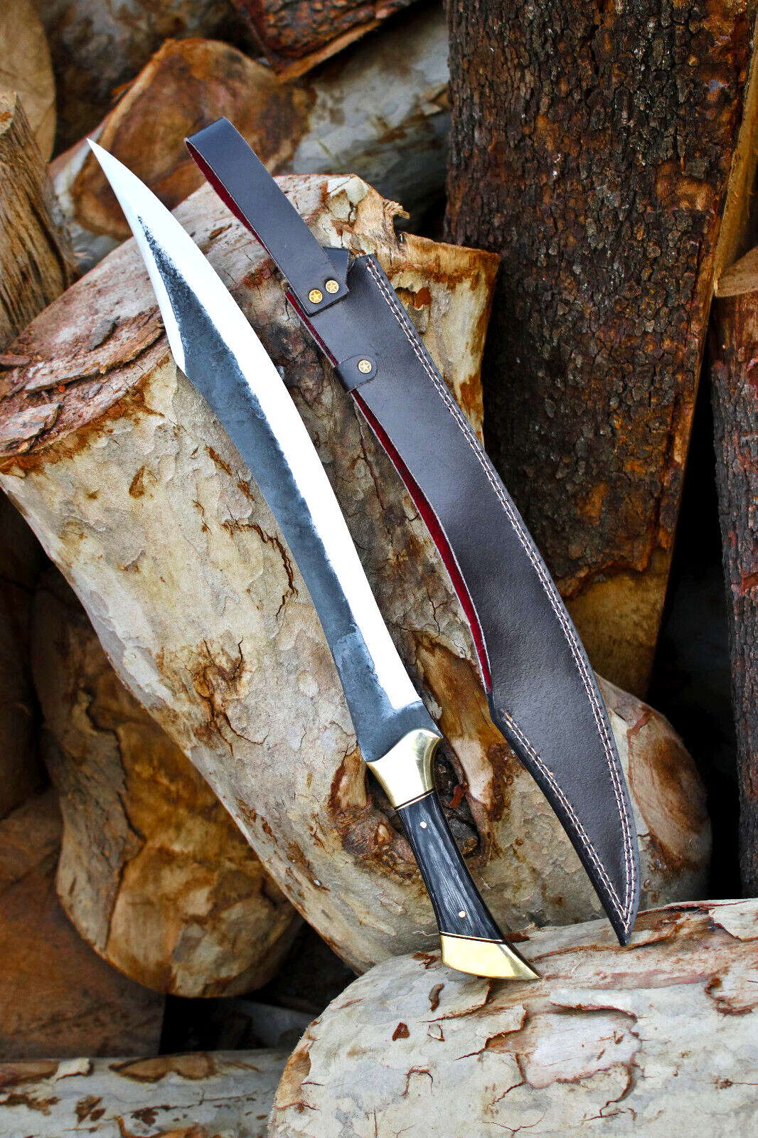 Hand Forged Carbon Steel 25 inches  Battle Ready Hunting Sword With Sheath
