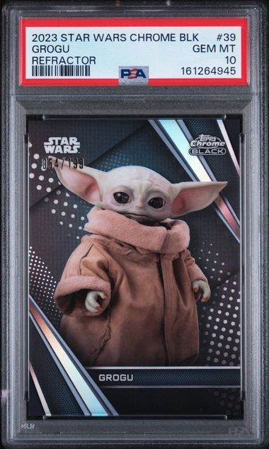 2023 TOPPS STAR WARS CHROME BLACK GROGU REFRACTOR /199 #39 PSA 10 2023 TOPPS STAR WARS CHROME BLACK GROGU REFRACTOR /199 #39 PSA 10