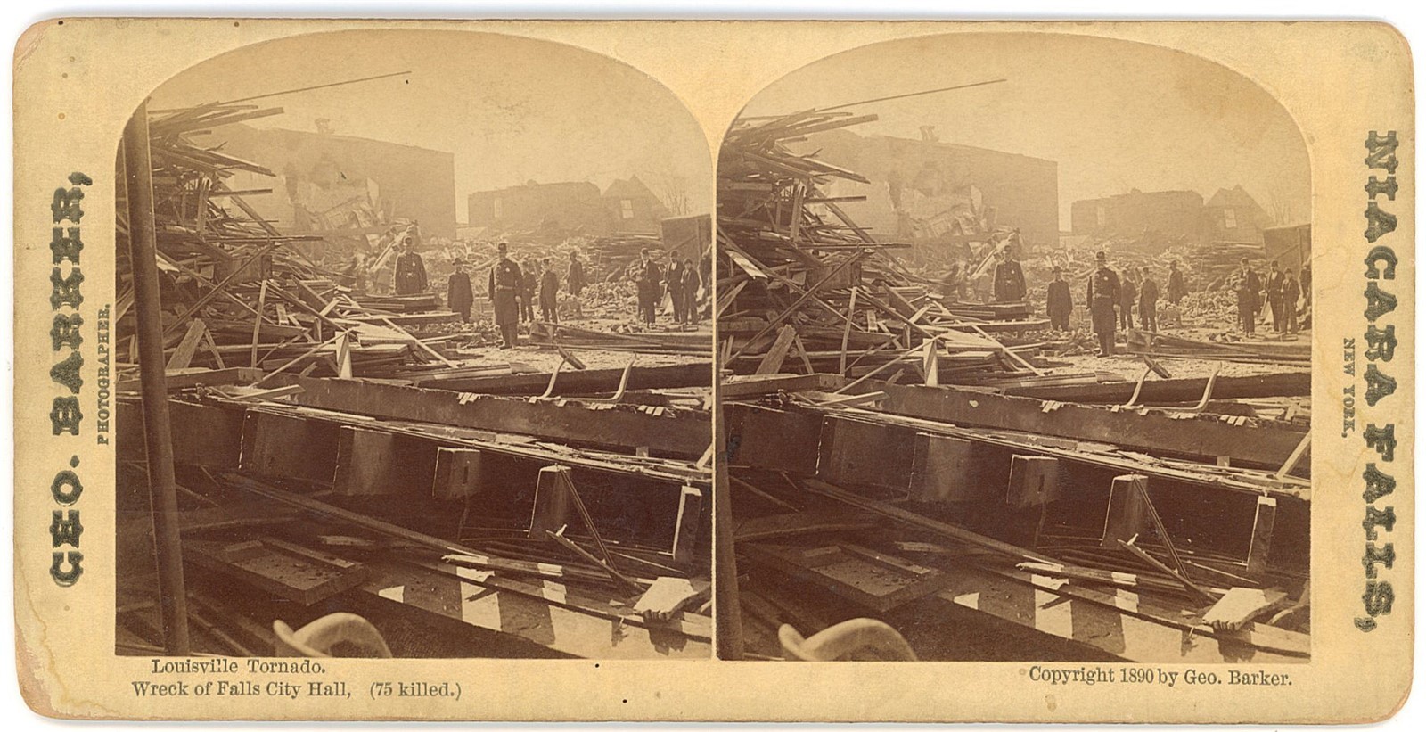 KENTUCKY STEREOVIEW - Louisville - Tornado Damage - George Barker c1890