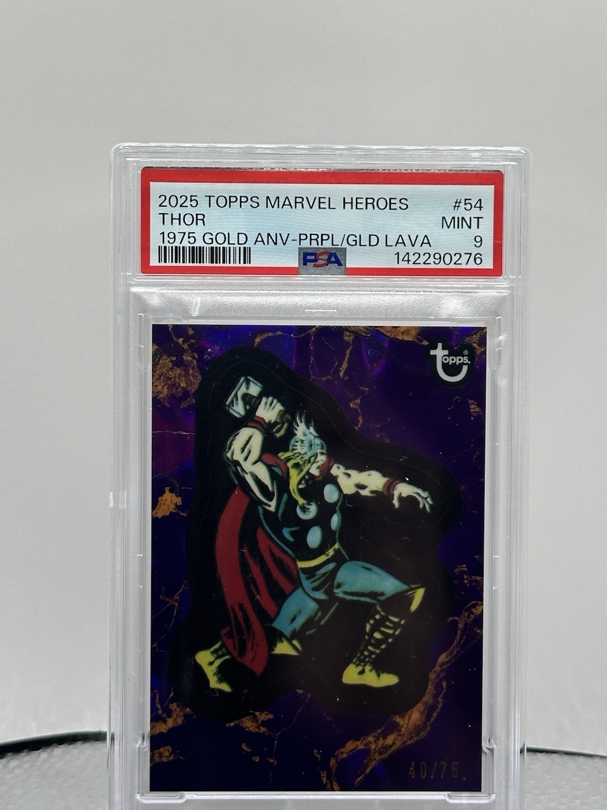 2025 Topps Marvel Comic Book Heroes Thor #54 Purple & Gold Lava Refractor /75
